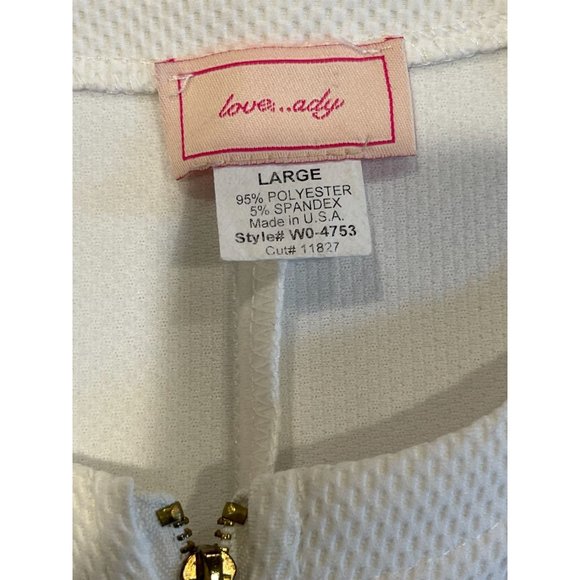 love...ady Womens Full Zip Up A Line Dress W0-4753 Scoop Neck White Size Large - Picture 7 of 8